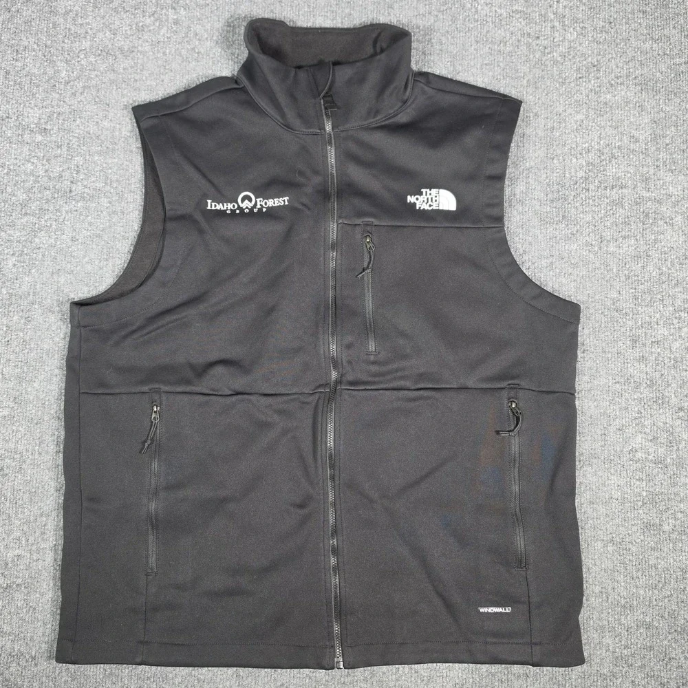 The North Face Mens WindWall Softshell Vest Black Idaho Forest Group Large